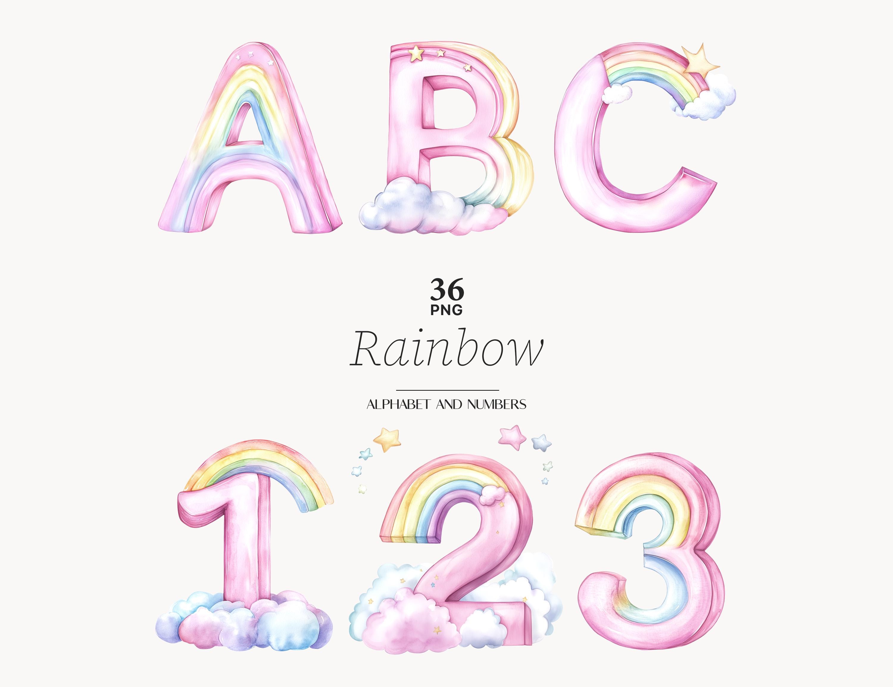 Rainbow alphabet png for invitation baby girl birthday party pink alphabet clipart pink Rainbow baby girl birthday clipart Instant Download