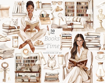 Cozy Reading Nook Clipart: Book Lover PNG Collection (Digital Download)