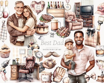 Father's Day Clipart PNG Bundle: Dad and Baby Art (Digital Download)