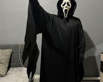 Ghostface Costume Set (Scream 1–6) – Mask + Robe + Plastic Knife