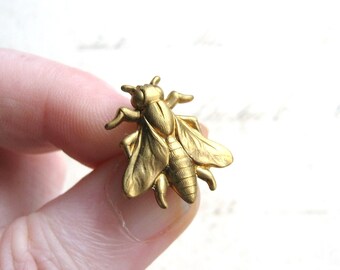 Fly - Larger Golden Brass Fly Lapel Pin or Tie Pin, Tie Tack with Gift Box, Gift for Dad