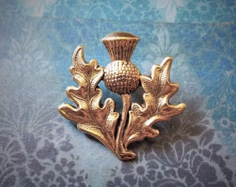 Scottish Thistle - Antiqued 24ct Gold Plated Thistle Brooch, Lapel Pin or Tie Pin Tie Tack with Gift Box