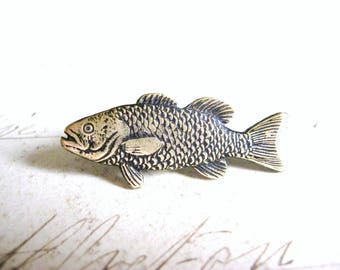 Antiqued Brass Trout Fish Brooch: Lapel or Tie Pin with Gift Box