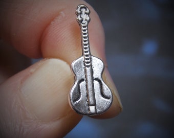 Acoustic Jazz Guitar - Antiqued Silver Plated Lapel Pin or Tie Pin, Tie Tack with Gift Box, Gift for Dad, Father's Day Gift