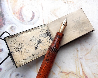 Mini Reclaimed Leather Journal: Grungy Handbound Tea Stained Notebook