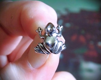 Antiqued Silver Plated Frog Lapel Pin or Tie Pin with Gift Box