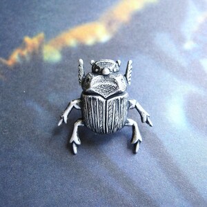 Antiqued Silver Plated Scarab Beetle Brooch - Lapel Pin or Tie Pin, Gift Boxed