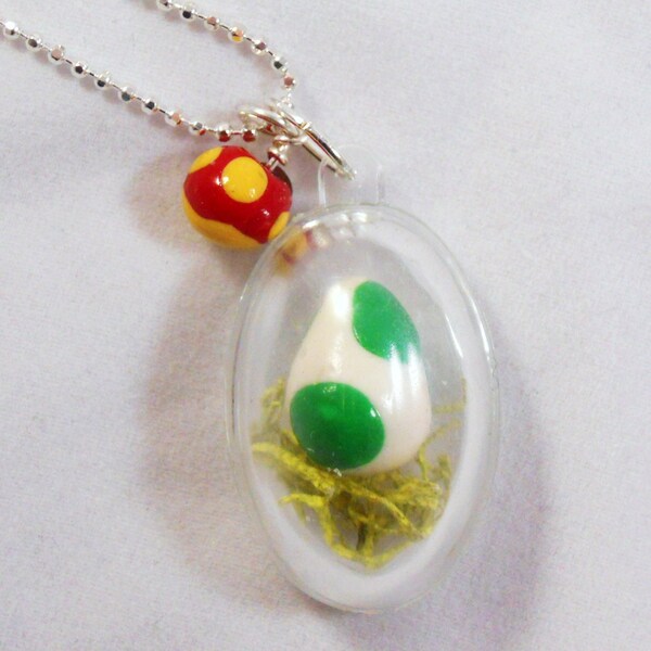 Mario Bros. Inspired Pet Yoshi Egg Capsule Necklace