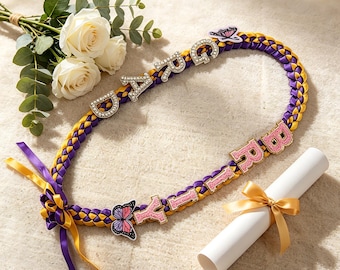 Estola de graduación de cinta de satén hecha a mano, banda de graduación personalizada con nombre, accesorio de graduación, decoración para fiesta de graduación, regalo de graduación para hombre