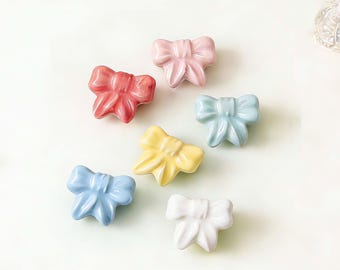 Cute Ceramic Bow Knobs, Kids Room Cabinet Handles, Cartoon Drawer Pulls, Wardrobe Door Handles, Dresser Cabinet Furniture Hardware