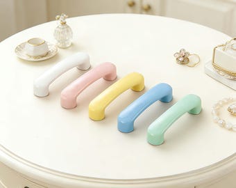 Cartoon Matte Phone Knob, Colorful Ceramic Drawer Pull, Kids Room Cabinet Handle, Cute Wardrobe Door Knob, Furniture Hardware