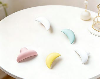 Moon Drawer Knobs, Ceramic Cabinet Knobs, Cute Dresser Pulls, Kids Room Furniture Handles, Lunar Decor, Moon Shaped Knobs