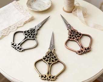 Vintage Mini Fabric Scissors, Stainless Steel Sewing Craft Paper Cutting Scissors, Small Handheld DIY Tailoring Snips, Home Craft Tool