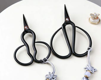 Mini Precision Scissors, Small Black Trimming Shears for Crafts, Plant Pruning & Detail Cutting, Compact Sharp Scissors, Tea Bag Cutter Tool