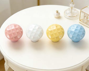 Colorful Ceramic Round Knobs, Single Hole Cartoon Drawer Pulls, Kids Room Cabinet Handles, Wardrobe Hardware, Wholesale Ceramic Knobs
