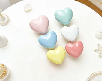 Colorful Heart Ceramic Knobs, Kids Room Drawer Pulls, Cute Love Cabinet Handles, Dresser Knobs for Children, Furniture Pulls, Desk Knobs