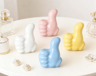 Cute Ceramic Thumbs Up Knobs, Kids Room Cabinet Handles, Cartoon Drawer Pulls, Wardrobe Door Handles, Dresser Furniture Hardware