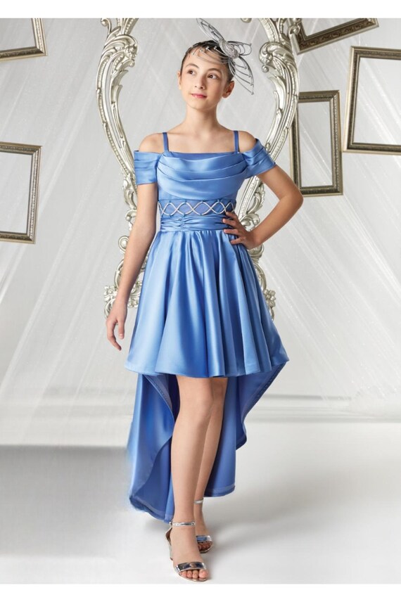 blue satin high low dress Satin High Low Maxi Dress in Light Blue