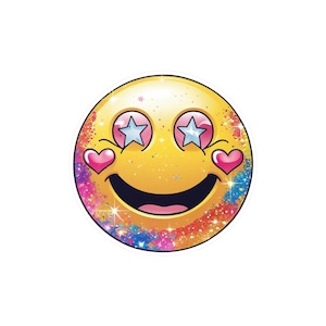 Vinyl Decal, Glittery Emoji Face Sticker, Maximalist Decal, Cute Laptop Decal, Water Bottle Decal