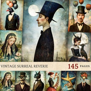 Ethereal Vintage Surreal Collage Pages: Junk Journal Ephemera (Digital Download)