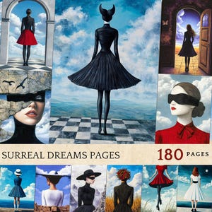 retro Surreal Printables Junk Journal Papers, fogli di collage, materiali per tecniche miste, kit di effimeri, carta per scrapbooking, retrò, ritratti unici