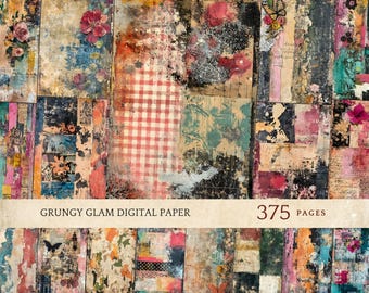 Grungy Glam Digitales Papier, abgenutzte Texturen, Vintage Scrapbook-Hintergründe, industrielle Luxuskunst