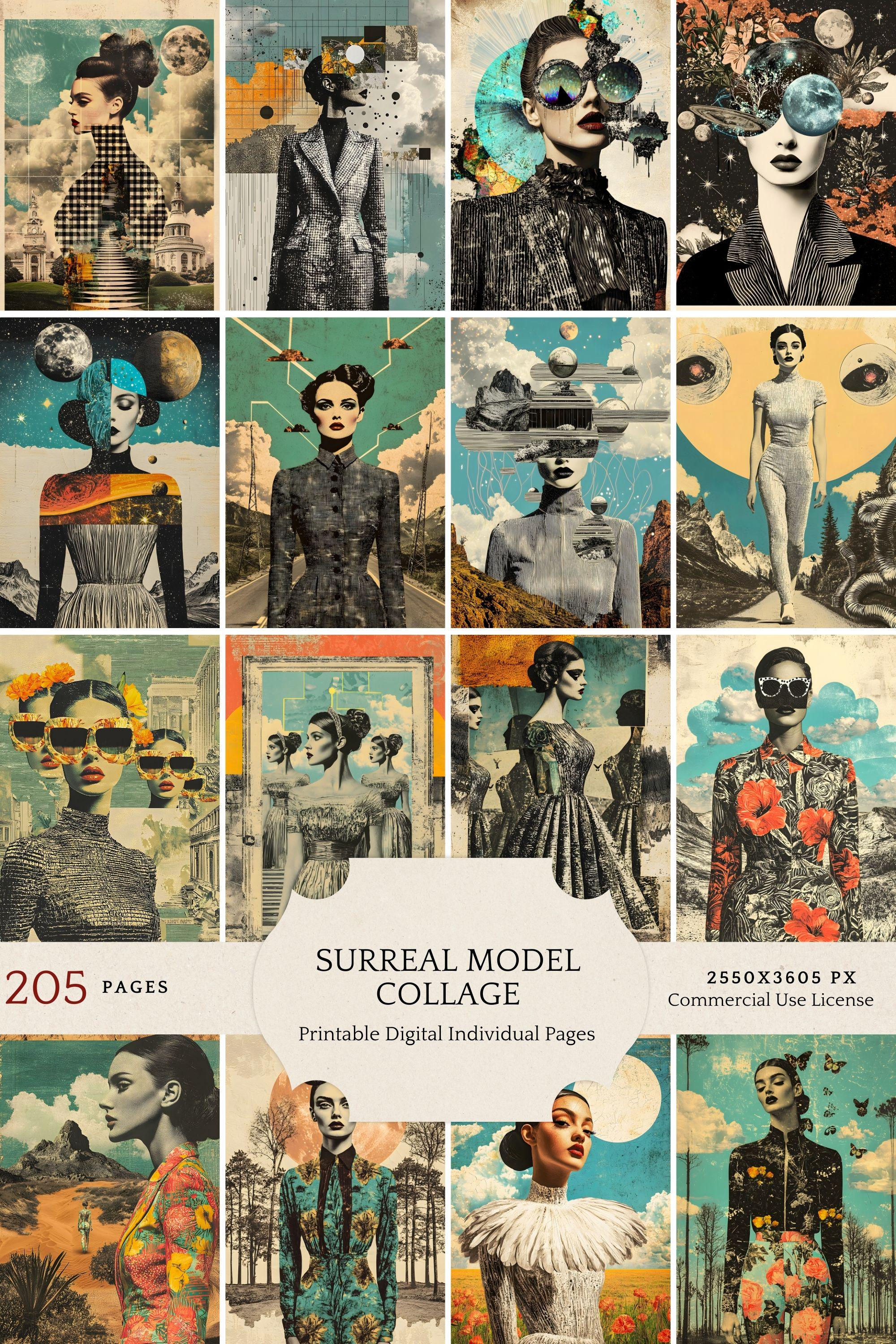 Surreal Model Collage Kit, High Fashion Abstract Portraits, Bold Retro ...