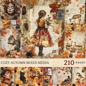 Warm Autumn Digital Collage Sheets: Junk Journal Ephemera