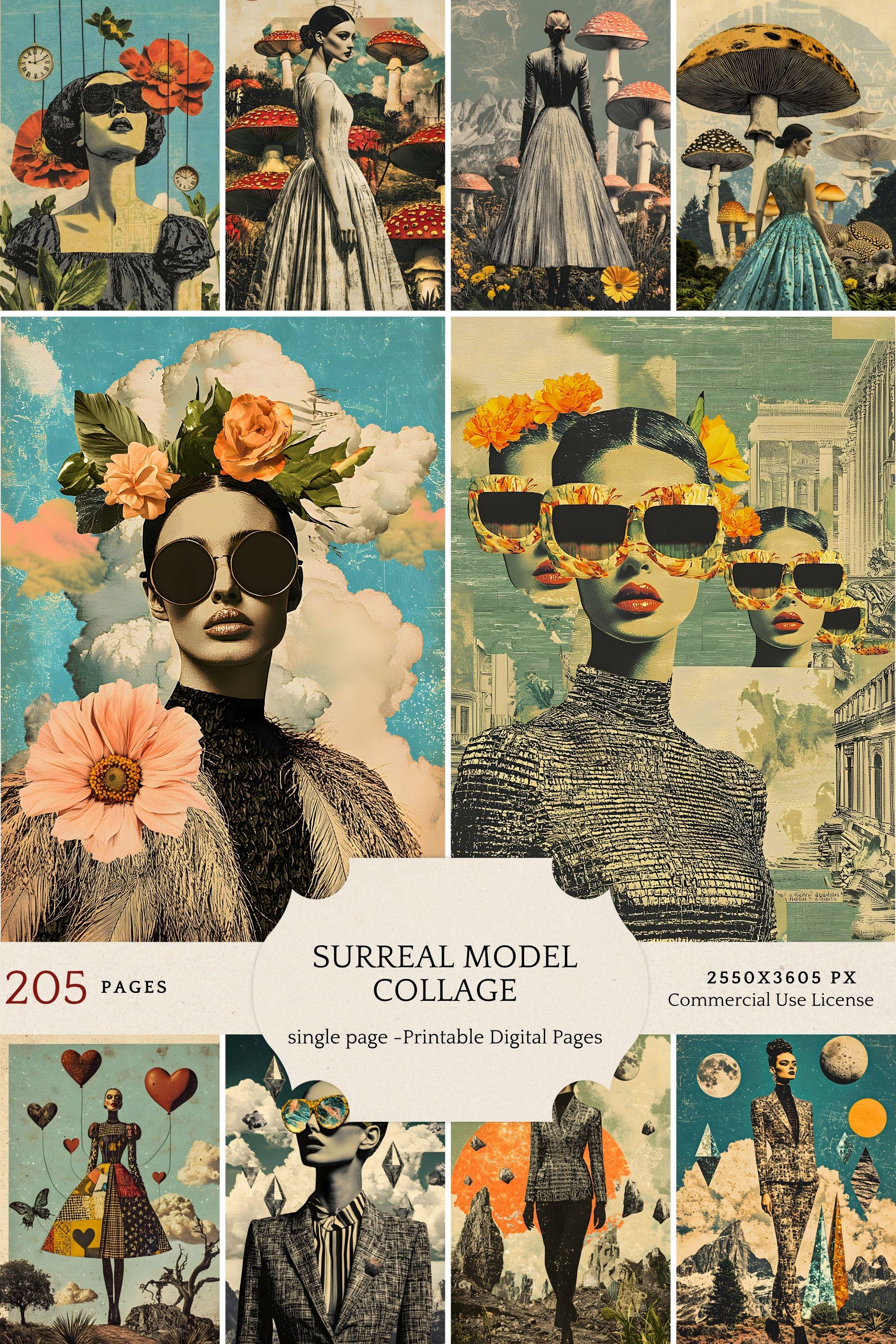 Studio Model Collage Surreal Model Collage Kit, High Fashion Abstract Portraits, Bold Retro ...