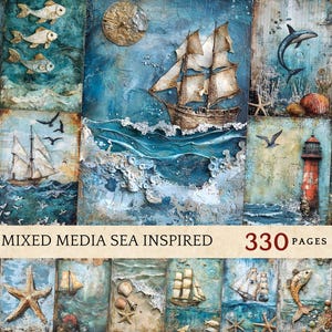 Nautical Junk Journal Pages: Vintage Ocean Scrapbook (Digital Download)