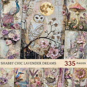 Shabby Chic Lavender Collage Pages: Vintage Ephemera (Digital Download)