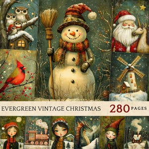 Weihnachten vintage Illustrationen, Junk Journal Weihnachten Ephemera, Antikes Weihnachtsbild, Vintage Weihnachten Scrapbooking, Postkarte