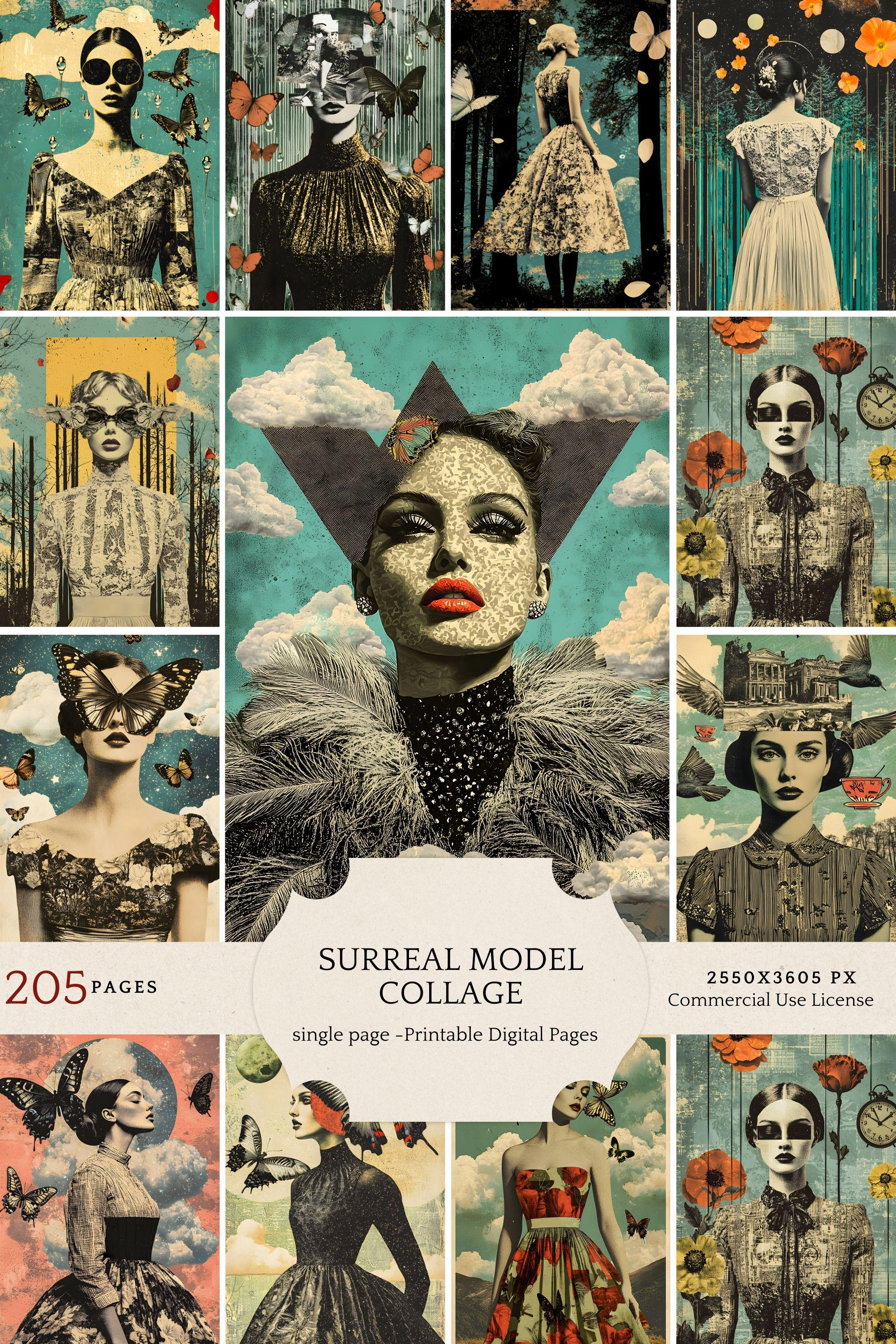 Surreal Model Collage Kit, High Fashion Abstract Portraits, Bold Retro ...