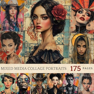 Whimsical Faces: Mixed Media Collage Portraits (Digital Download)