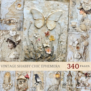 shabby chic pagina's met ongewenste dagboeken, vintage ephemera, knutselprintables, distressed scrapbook printables, antiek geïnspireerde vrouwelijke papieren
