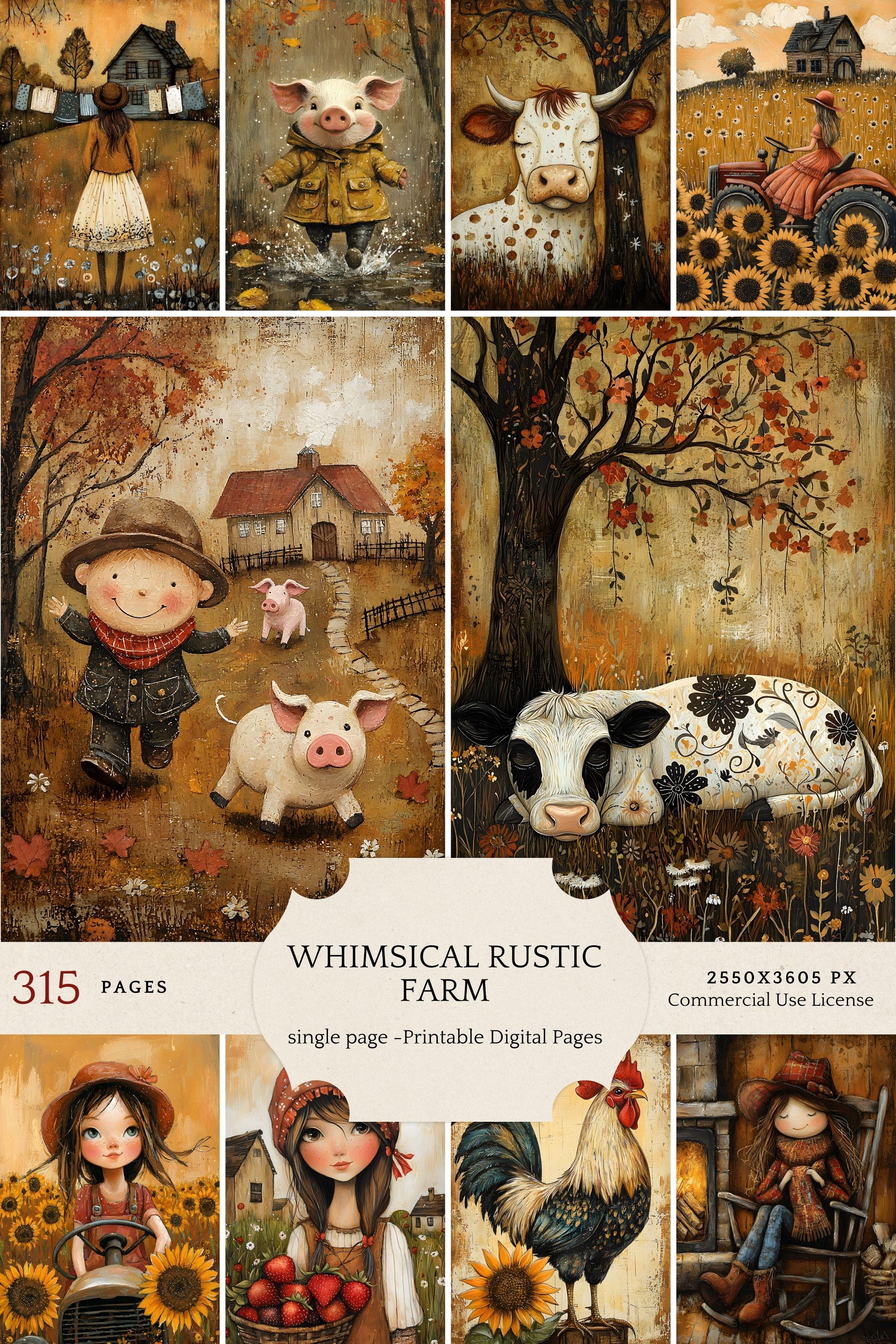Rustic Post Character Whimsical Characters Farm Life, Rustic Folk Art illustrations ...
