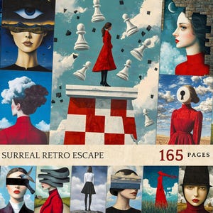 Páginas de diario retro, material efímero imprimible para hacer álbumes de recortes y tarjetas, materiales para collage, descarga digital, hoja de collage surrealista