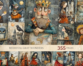 Medieval kingdom  junk journal images, Digital download junk journal kit, Historical themed wonder illustrations, DIY craft projects