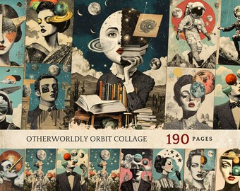 Surreal Astral Collage Pages: Sci-Fi Junk Journal Supplies (Digital Download)