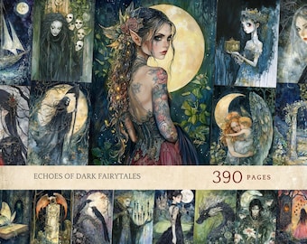 Dark Fairytale Junk Journal Pages, Gothic Fantasy Printable Art, Digital Download Kit, Mysterious Elves