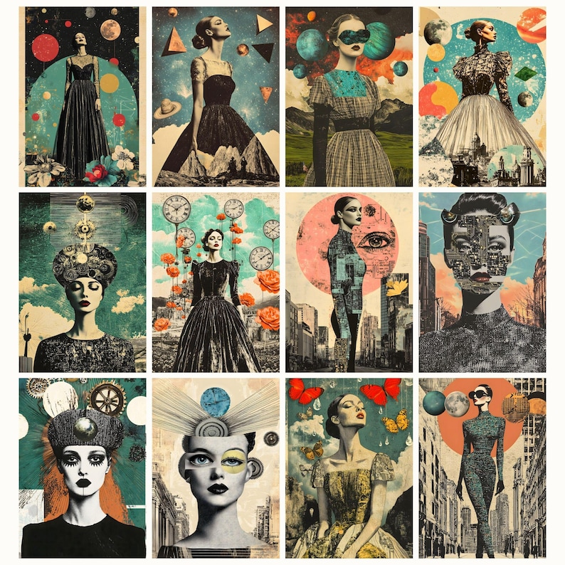 Model Magic Collage Surreal Model Collage Kit, High Fashion Abstract Portraits, Bold Retro ...