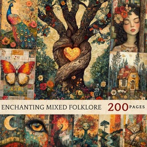 Printable Junk Journal Kit, Textures Mixed Media Collage Sheet Pack, Old Paper Backgrounds Ephemera