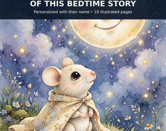 Personalisiertes Gute-Nacht-Geschichtenbuch für Kinder, individuelles Bilderbuch mit Namen, Gute-Nacht-Geschichte mit Mond und Sternen (PDF), Geschenk für Kleinkinder, Geschenk zur Geburt