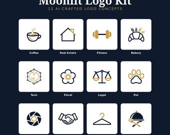 Logo-Design-Kit – 12 KI-Logo-Konzepte für Kleinunternehmen, Cafés, Immobilien, Fitness, Bäckereien, Technologiebranche, Logo-Vorlagen, Branding-Paket