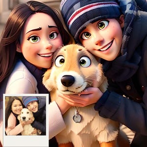 Pixar Style Portrait from Photo, Couple Cartoon Drawing, Pixar Art Style Portrait, 3D Cartoon Style Portrait, Personalized Cartoon Gift
