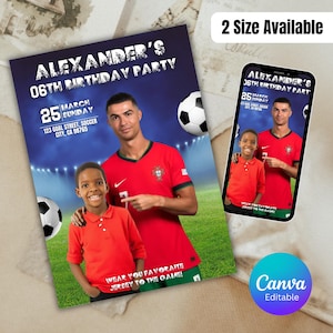 Ronaldo Birthday Invitation, CR7 invitation, Editable Ronaldo Invitation, Soccer Invitation, Canva Template, Instant Download, ANY AGE