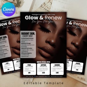 Ulotka Kosmetyczki, Projekt Szablonu Ulotki DIY, Ulotka Usług Pielęgnacji Skóry, Ulotka Zabiegu Urody na Twarz, Gotowa Ulotka Instagram Hydrafacial
