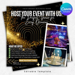 Event Rental Space Flyer, Event Rental Advertisement, Event Venue Flyer, Party Rental Flyer, Social media Template, Canva Editable