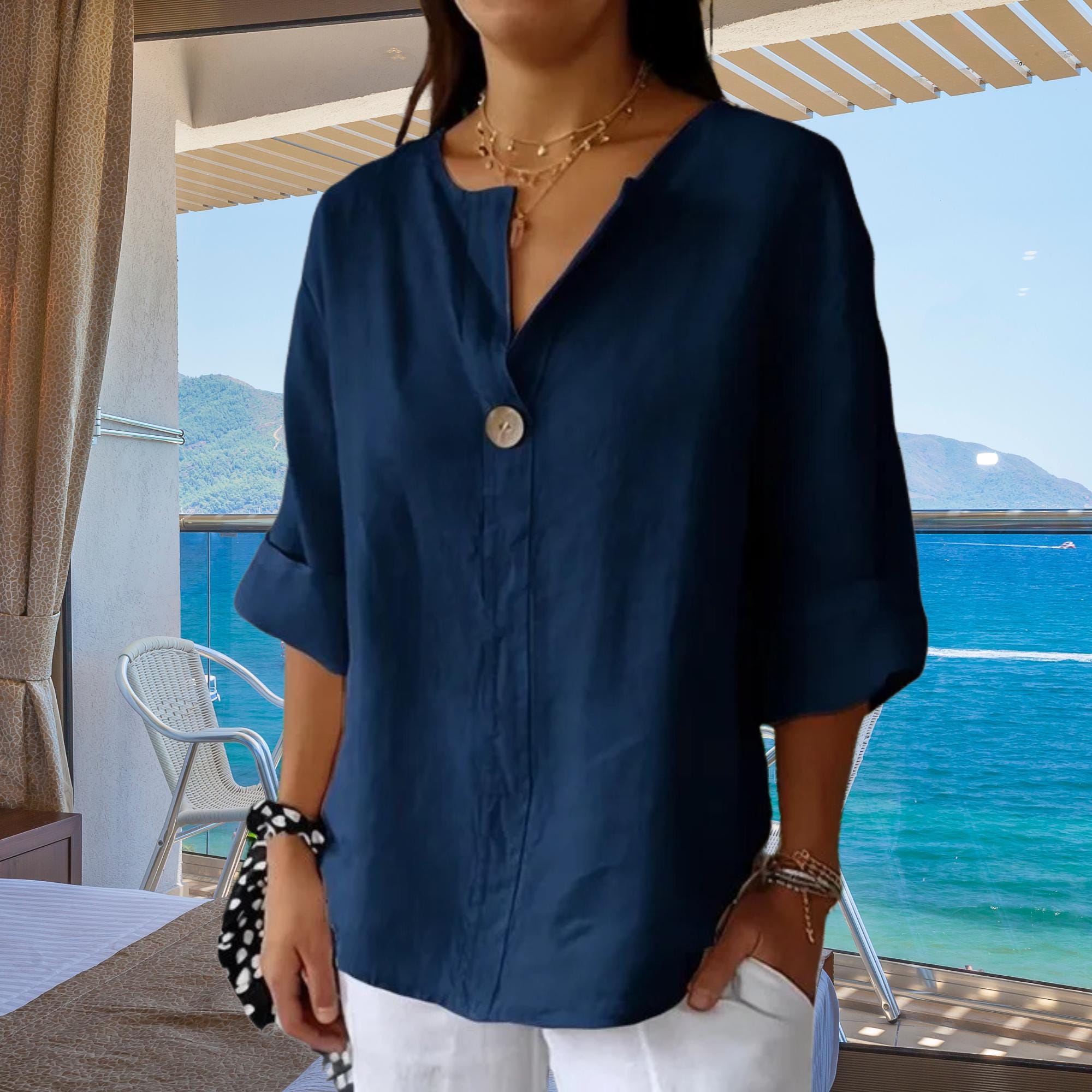 売れ筋商品|||ビーヤング シャツ レディース トップス BYJADIS - Button-down blouse - medieval blue leaf Lilly Pulitzer Women's Lesia Relaxed Button Down, Briny Blue