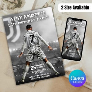 Invitation d'anniversaire de Cristiano Ronaldo | Carte d'anniversaire personnalisable sur commande | Invitation CR7 | Soirée numérique CR7 Ronaldo